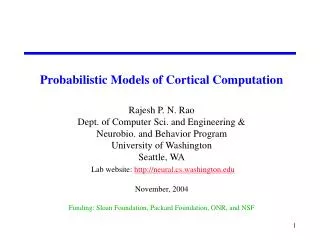 Why Consider Probabilistic Models? Computational Reasons