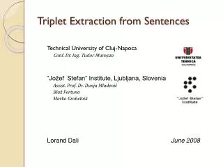 Triplet Extraction from Sentences