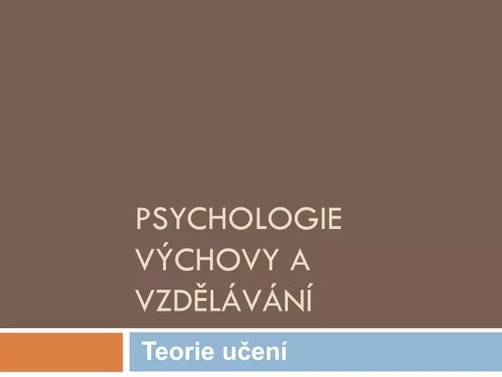 psychologie v chovy a vzd l v n