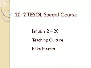 2012 TESOL Special Course