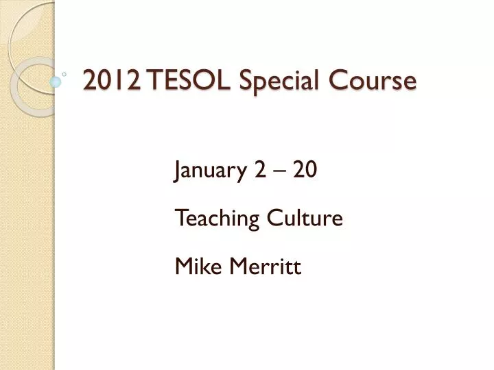2012 tesol special course