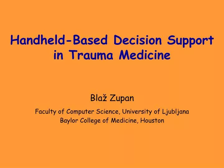 handheld based decision support in trauma medicine