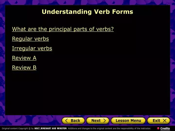 understanding verb forms