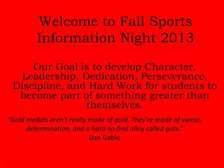 welcome to fall sports information night 2013