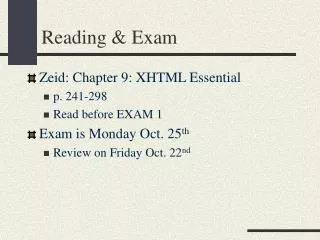 Reading &amp; Exam