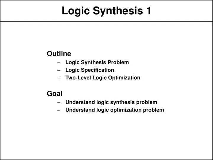 logic synthesis 1