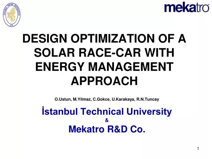 design optimi z ation of a solar race car with energy management approach