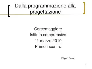 dalla programmazione alla progettazione