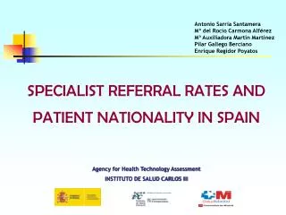 SPECIALIST REFERRAL RATES AND PATIENT NATIONALITY IN SPAIN