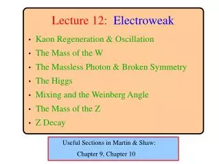 Lecture 12: Electroweak