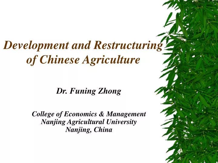 development and restructuring of chinese agriculture
