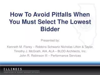 How To Avoid Pitfalls When You Must Select The Lowest Bidder