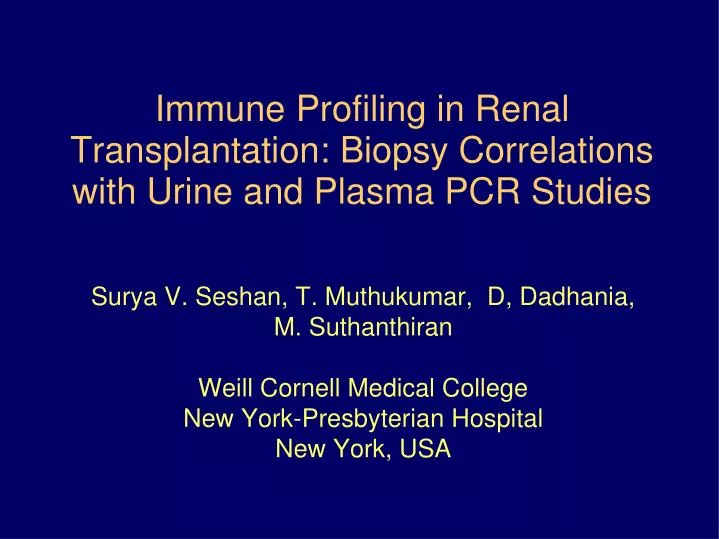 immune profiling in renal transplantation biopsy correlations with urine and plasma pcr studies