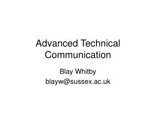 Advanced Technical Communication