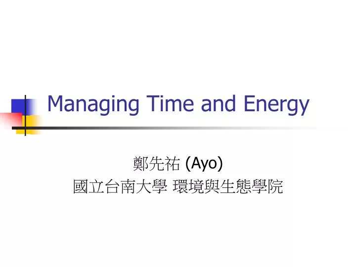 managing time and energy