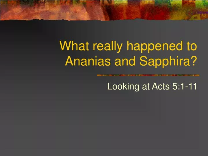 what really happened to ananias and sapphira