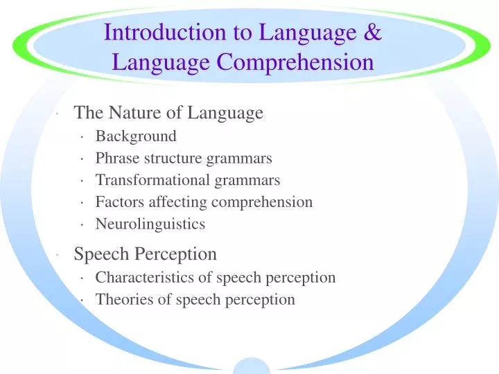 introduction to language language comprehension