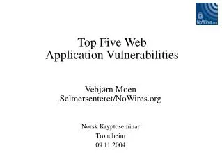 Top Five Web Application Vulnerabilities