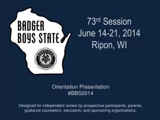 73 rd Session June 14-21, 2014 Ripon, WI