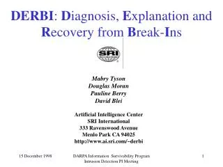 DERBI : D iagnosis, E xplanation and R ecovery from B reak- I ns