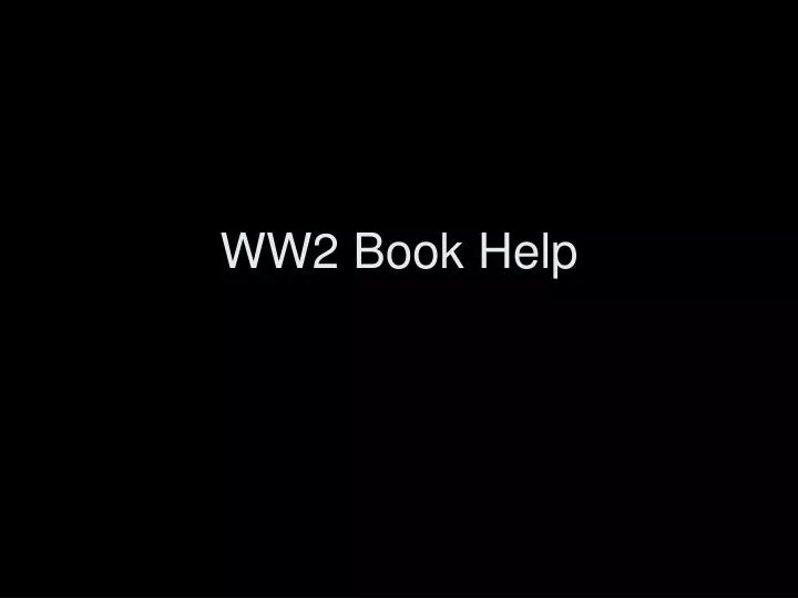 ww2 book help