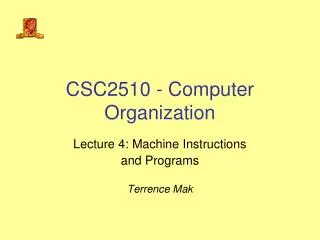 CSC2510 - Computer Organization