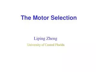 The Motor Selection