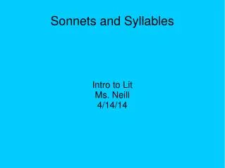 Sonnets and Syllables