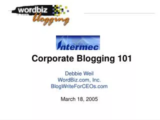 Corporate Blogging 101