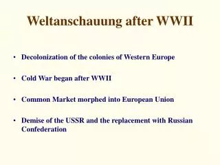 Weltanschauung after WWII