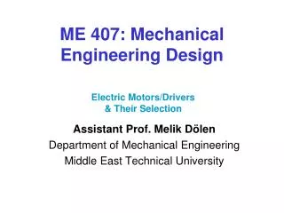 ME 407: Mechanical Engineering Design