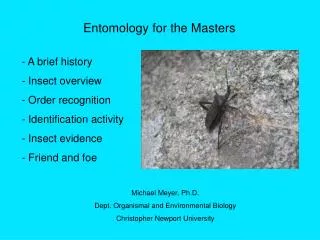 Entomology for the Masters