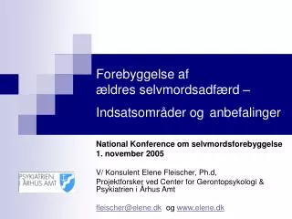 forebyggelse af ldres selvmordsadf rd indsatsomr der og anbefalinger