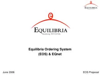 Equilibria Ordering System (EOS) &amp; EQnet