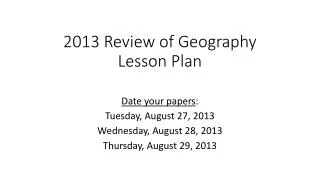 2013 Review of Geography Lesson Plan