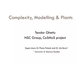 Complexity, Modelling &amp; Plants