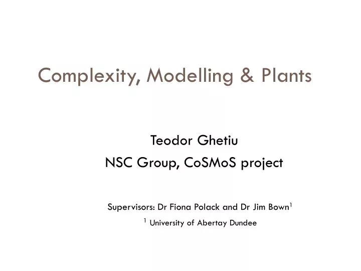 complexity modelling plants