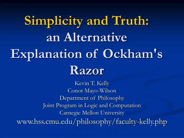 simplicity and truth an alternative explanation of ockham s razor