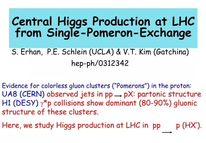 central higgs production at lhc from single pomeron exchange