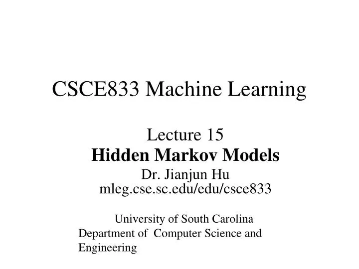 csce833 machine learning