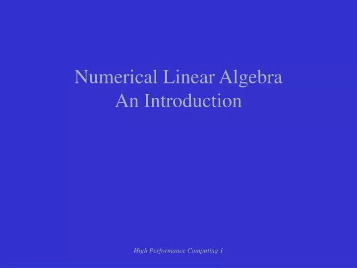 numerical linear algebra an introduction