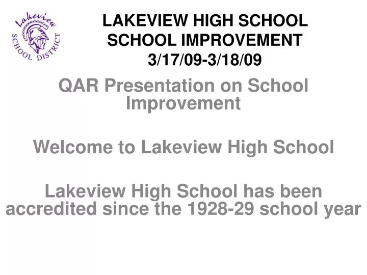 lakeview high school school improvement 3 17 09 3 18 09