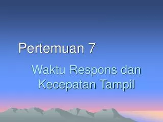waktu respons dan kecepatan tampil