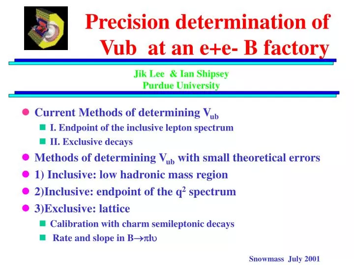 precision determination of vub at an e e b factory
