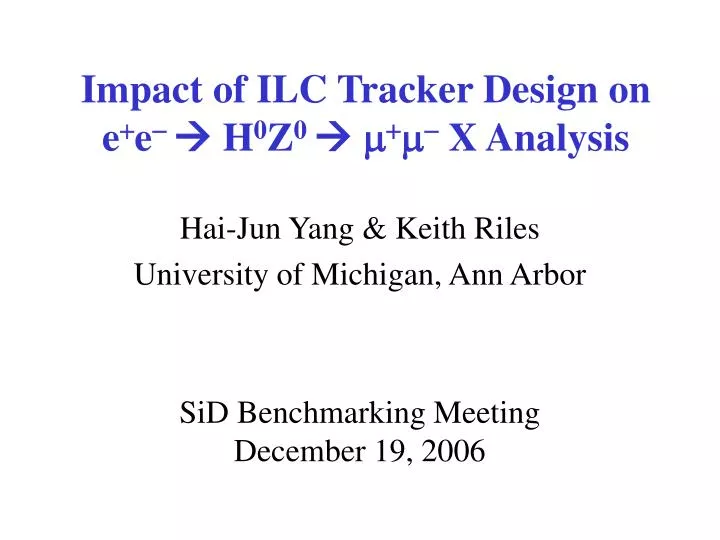impact of ilc tracker design on e e h 0 z 0 m m x analysis