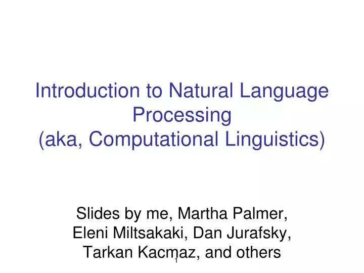 introduction to natural language processing aka computational linguistics