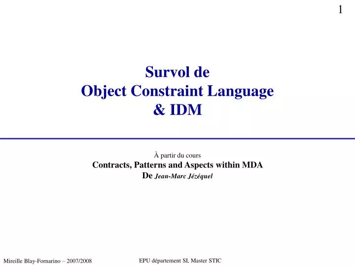 survol de object constraint language idm