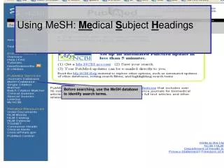 Using MeSH: Me dical S ubject H eadings