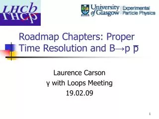 Roadmap Chapters: Proper Time Resolution and B ?p p