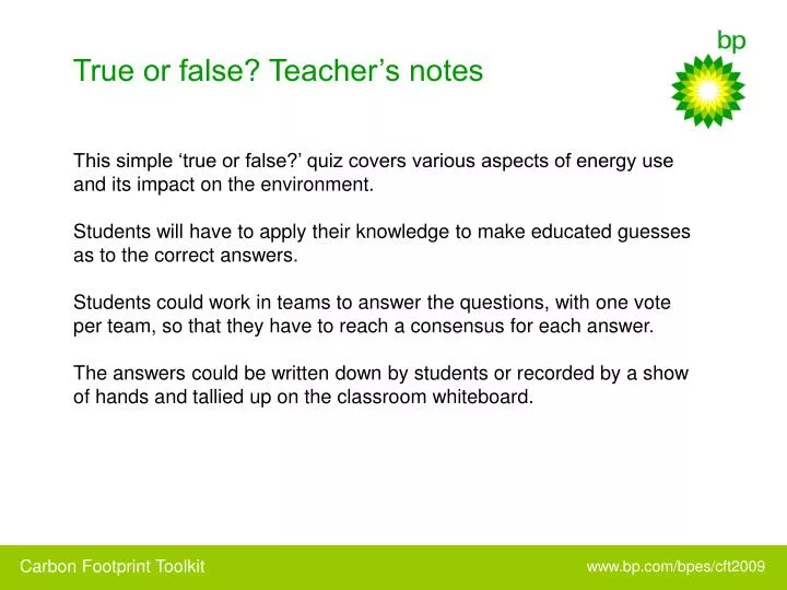 true or false teacher s notes